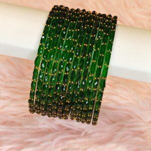 P-Green Raindrop Glass Bangles