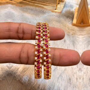 Diagonal Ruby CZ Bangles