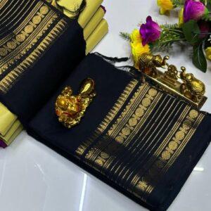 Black & Gold Chettinad Cotton Saree